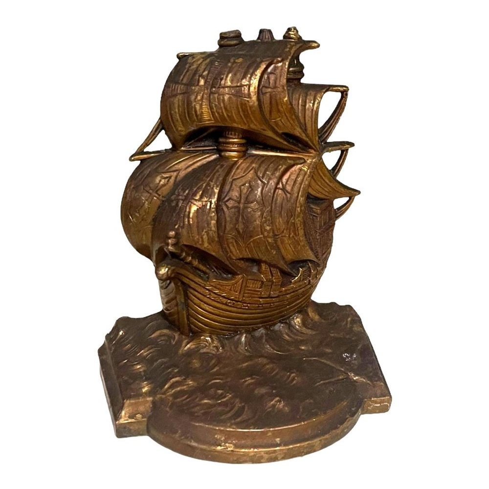 VTG Jennings Brothers Metal Galleon Ship Bookend